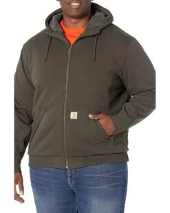 Carhartt Rain Defender® Rockland Sherpa Lined Full Zip Hooded Sweatshirt